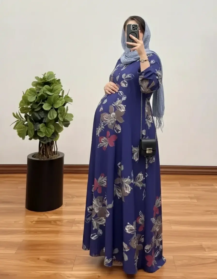 پیراهن بلند و خنک بارداری مناسب تا 9 ماهگی